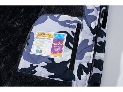 MAGCOMSEN Fleece Ski Jacket Men's Hooded Waterproof Thermal Thick Warm Camo Parka Removable Hooded Coats Winter Snowboard Anorak