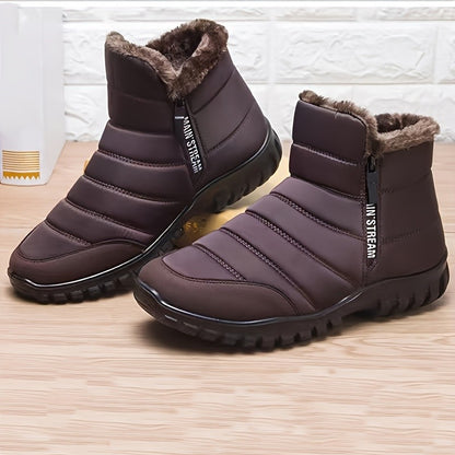 Botas de Inverno Masculinas Tênis de Algodão Quente com Zíper Botas de Neve Cano Curto, Sapatos Casuais de Outono Botas de Neve Impermeáveis com frete grátis