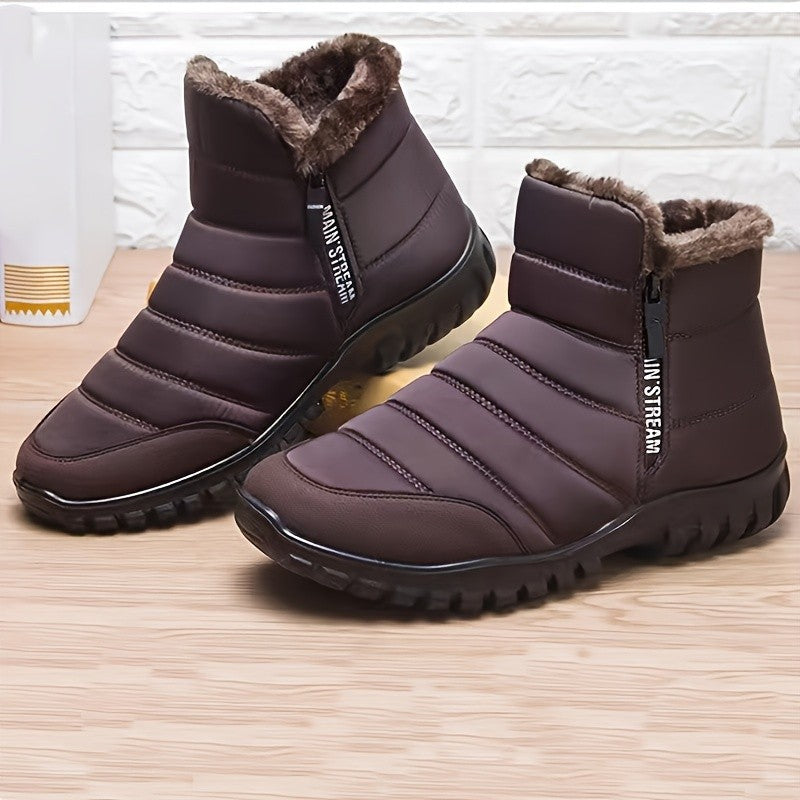 Botas de Inverno Masculinas Tênis de Algodão Quente com Zíper Botas de Neve Cano Curto, Sapatos Casuais de Outono Botas de Neve Impermeáveis com frete grátis