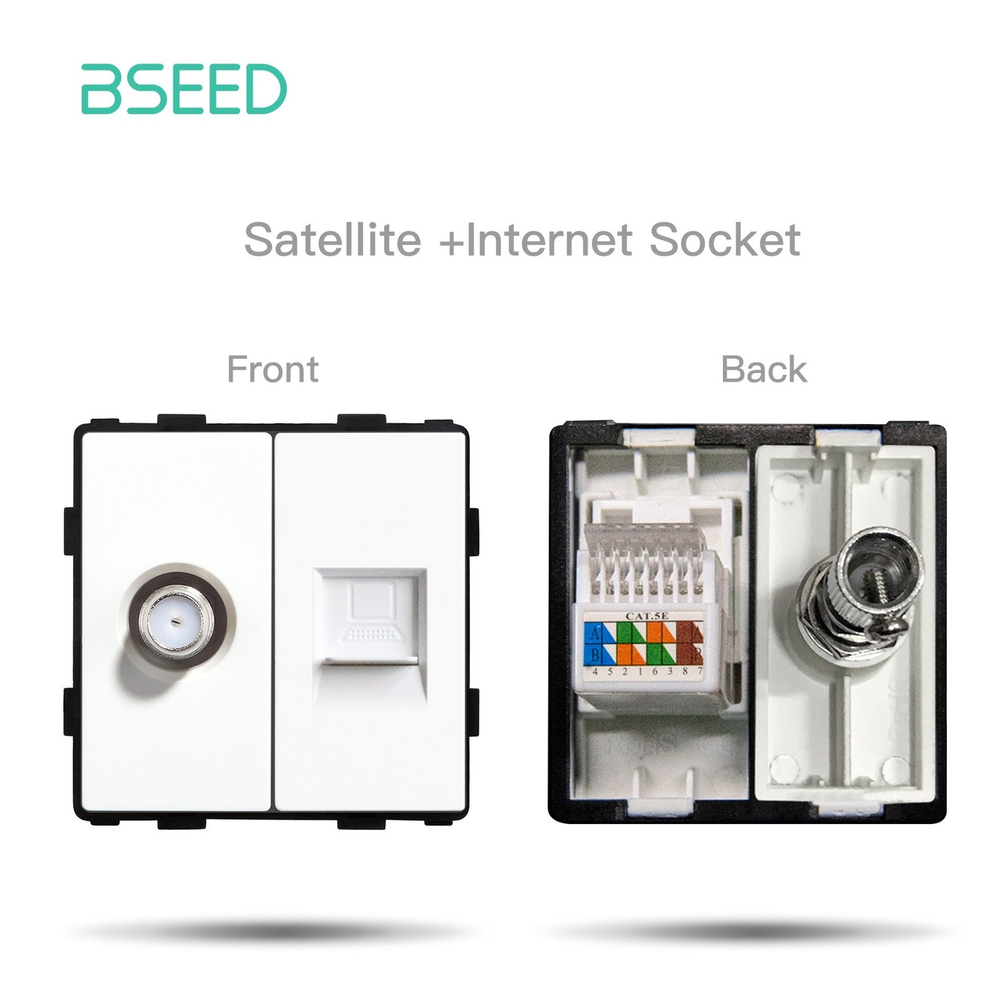 BSEED EU Standard Wall Socket with USB RJ45 TV Satellite Plug Glass Panel DIY Free Combination Function Part for Home Automation