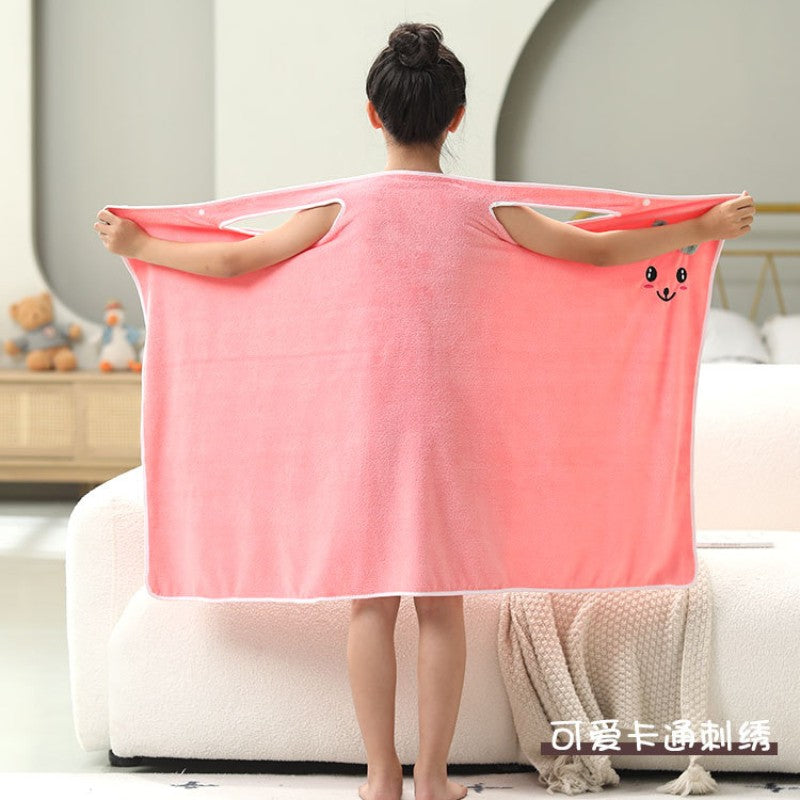 High-end Children's Suspender Skirt, Headband, Soft Towel Bathrobe, Absorbent, Wearable, Wrapable, Water-absorbent Quick-drying