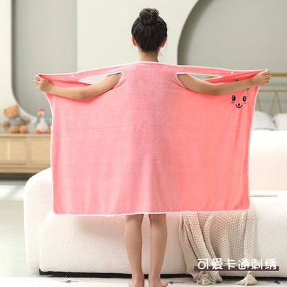 High-end Children's Suspender Skirt, Headband, Soft Towel Bathrobe, Absorbent, Wearable, Wrapable, Water-absorbent Quick-drying