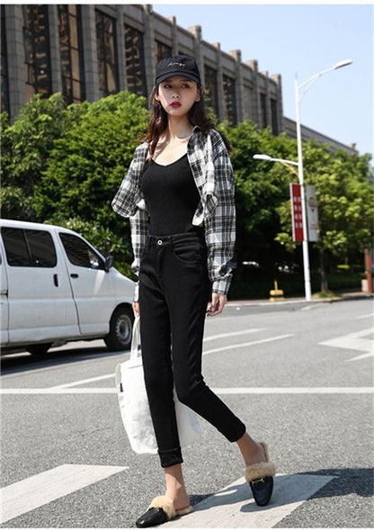 Winter Warm Jeans Woman 2022 High Waist Casual Velvet Ladies Trousers Female Pantalon Denim jeans for Women Pants clothe 40