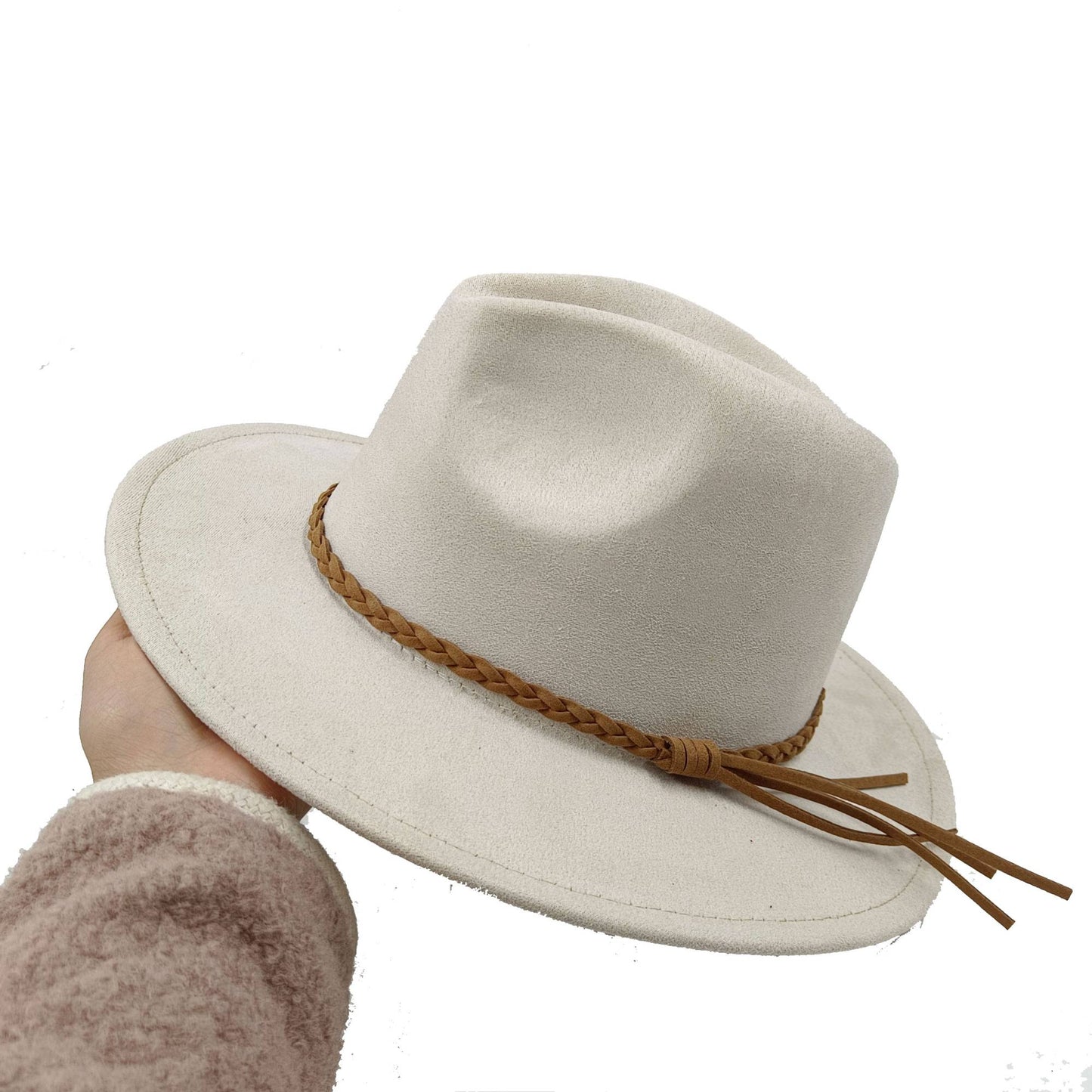 Chapéu Fedora Novo de Camurça 2023 Masculino e Feminino Outono Chapéu Panamá Jazz Estilo Britânico Elegante Retrô Fedora Chapéu de Aba Larga