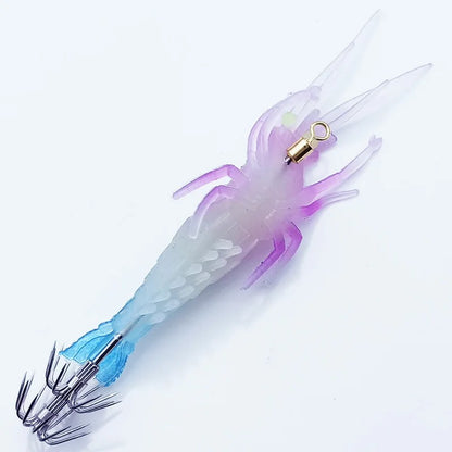 1 unidade 10g 11cm Camarão Macio Isca de Pesca Luminosa Polvo Lula Choco Isca Artificial pesca Apetrechos de Pesca