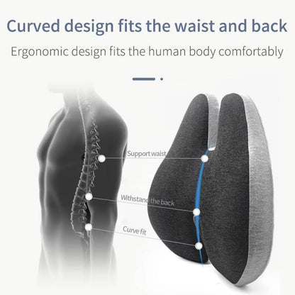 Comfortable Office Chair And Lumbar Support Pillow Set Memory Foam Seat Cushion Set Waist Protective Pad Office Reclining Pillow