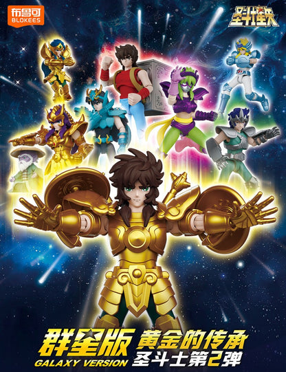 Blokees Galaxy Versão Gold Saint Boneco de Ação Libra Dohko Sagitário Campeão Seiya Mu Aiolia Brinquedos de Montar Presente Infantil