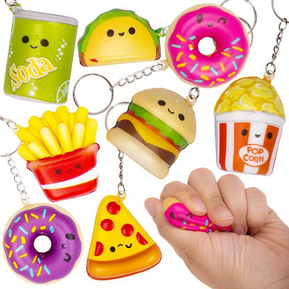 6Pcs Simulated Food Donut Fries Squish Stress Relief Toys for Kids Birthday Party Favors Classroom Rewards Gift Goodie Filler