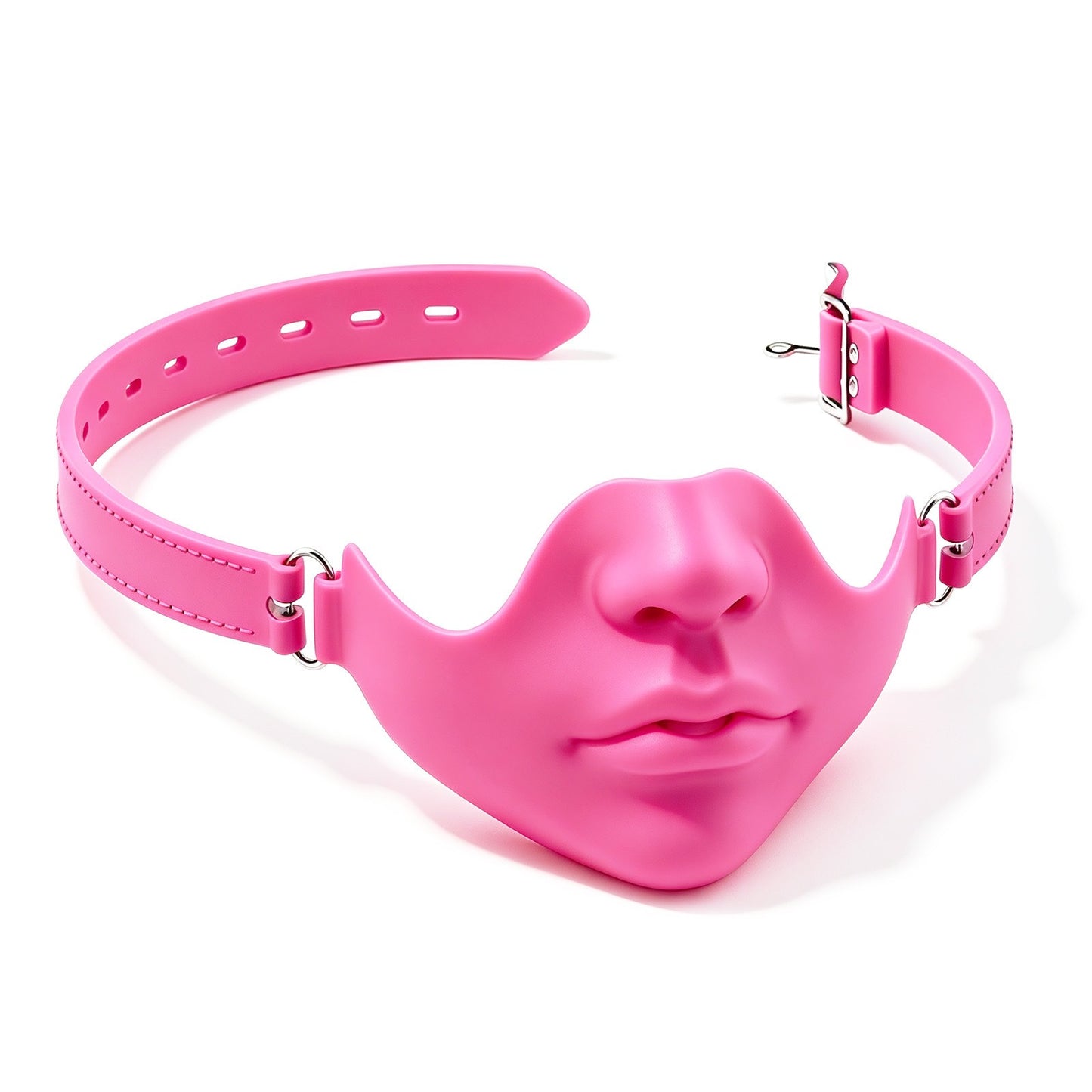 1Pc Black Resin Half Face Mask With Adjustable Buckle Strap And Realistic Human Face Design For Halloween Cosplay Costume Party