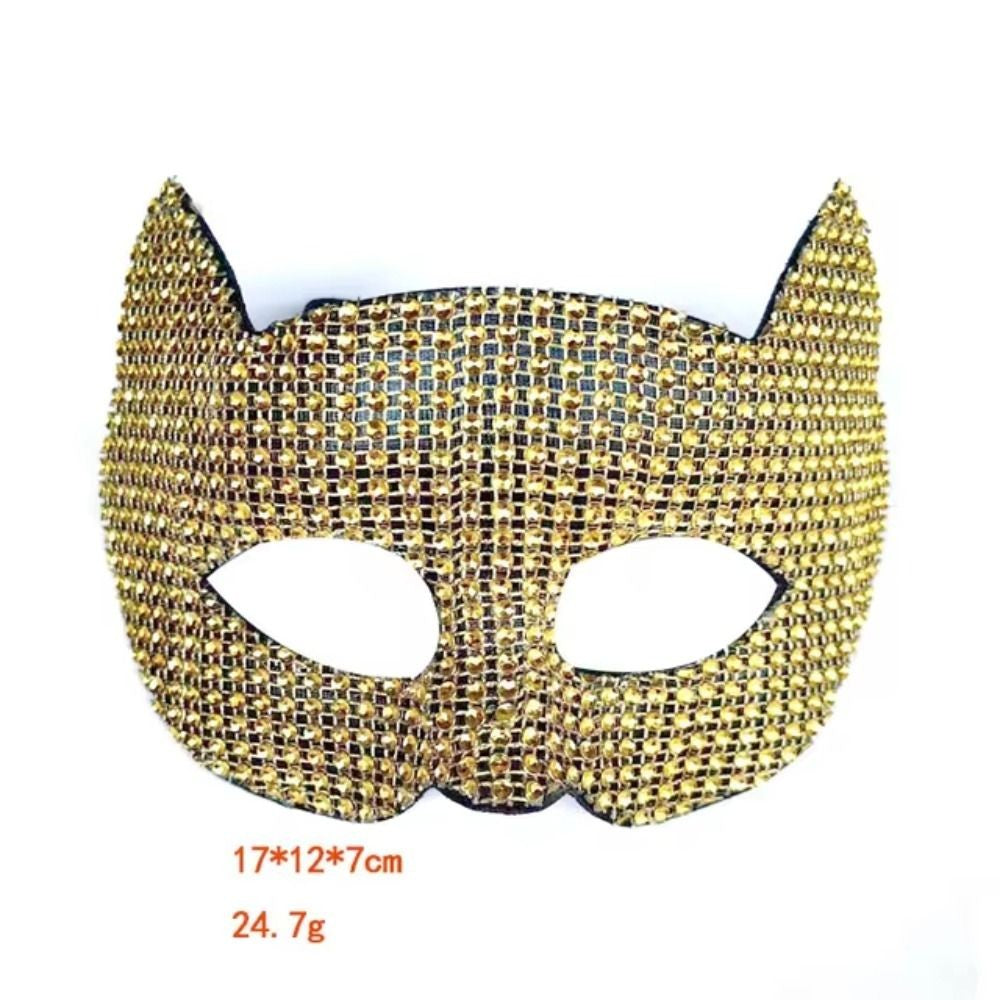 Fashion Cosplay Shiny Cat Ear Masks Sexy Bling Long Gloves Costume Accessories Halloween Party Kitten Half Masks