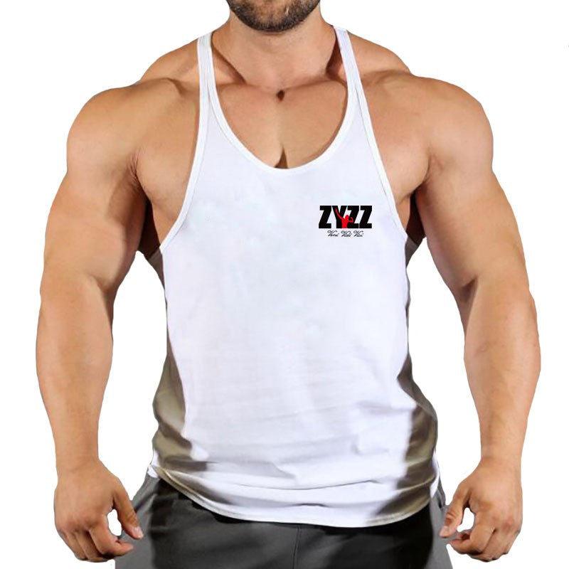 Gym Sleeveless Shirt Men Bodybuilding Tank Tops Fitness Workout Cotton Print Singlet Stringer Undershirt Male Casual Summer Vest