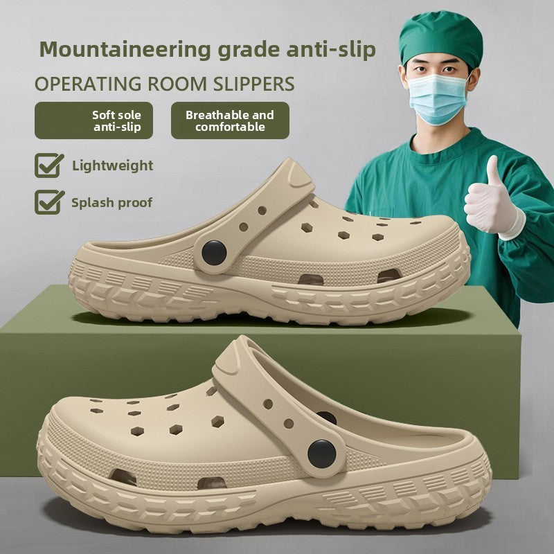 Slippers with holes, men's shoes, 2025 new model, medical nurse EVA anti slip and anti odor outer wear, women's beach sandals