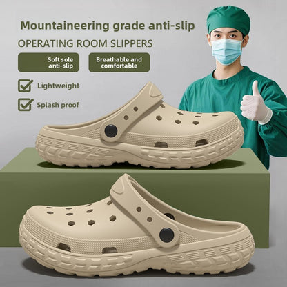 Slippers with holes, men's shoes, 2025 new model, medical nurse EVA anti slip and anti odor outer wear, women's beach sandals