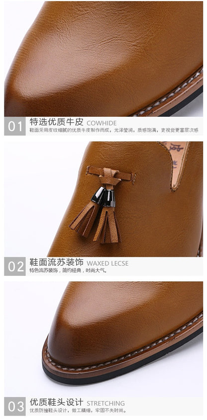 New pointed British men's business dress set with leather shoes and oversized men's shoes, fashionable and versatile