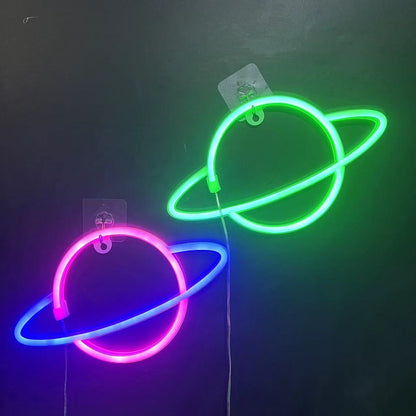 Neon Sign Alien Face Shaped Wall Hanging Lights for Home Game Room Saucerman  Plant LED Night Lamps Xmas Party Holiday Art Decor