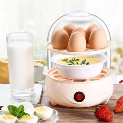 Panela de Ovo Elétrica Multifuncional Cozinhador de Ovo a Vapor Máquina de Café da Manhã Duas Camadas Cozinhador de Ovo Mini Panela a Vapor Fervidor de Ovo Cozinha
