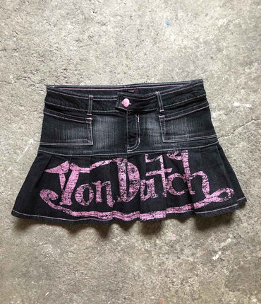 American Retro Letters Low Waist Slim Mini A Word Denim Skirt Women's Y2K New Harajuku Goth Sexy Spice Girls Fashion Street Wear