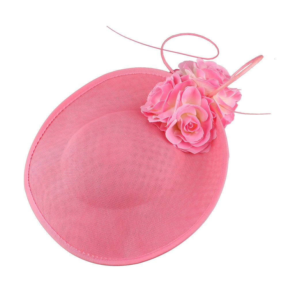 Lindo Vestido Formal de Casamento Chapéu Fedora Feminino Grande Derby Casquete de Flor da Moda Fascinator Chapéu Feito à Mão Ocasião Chapelaria