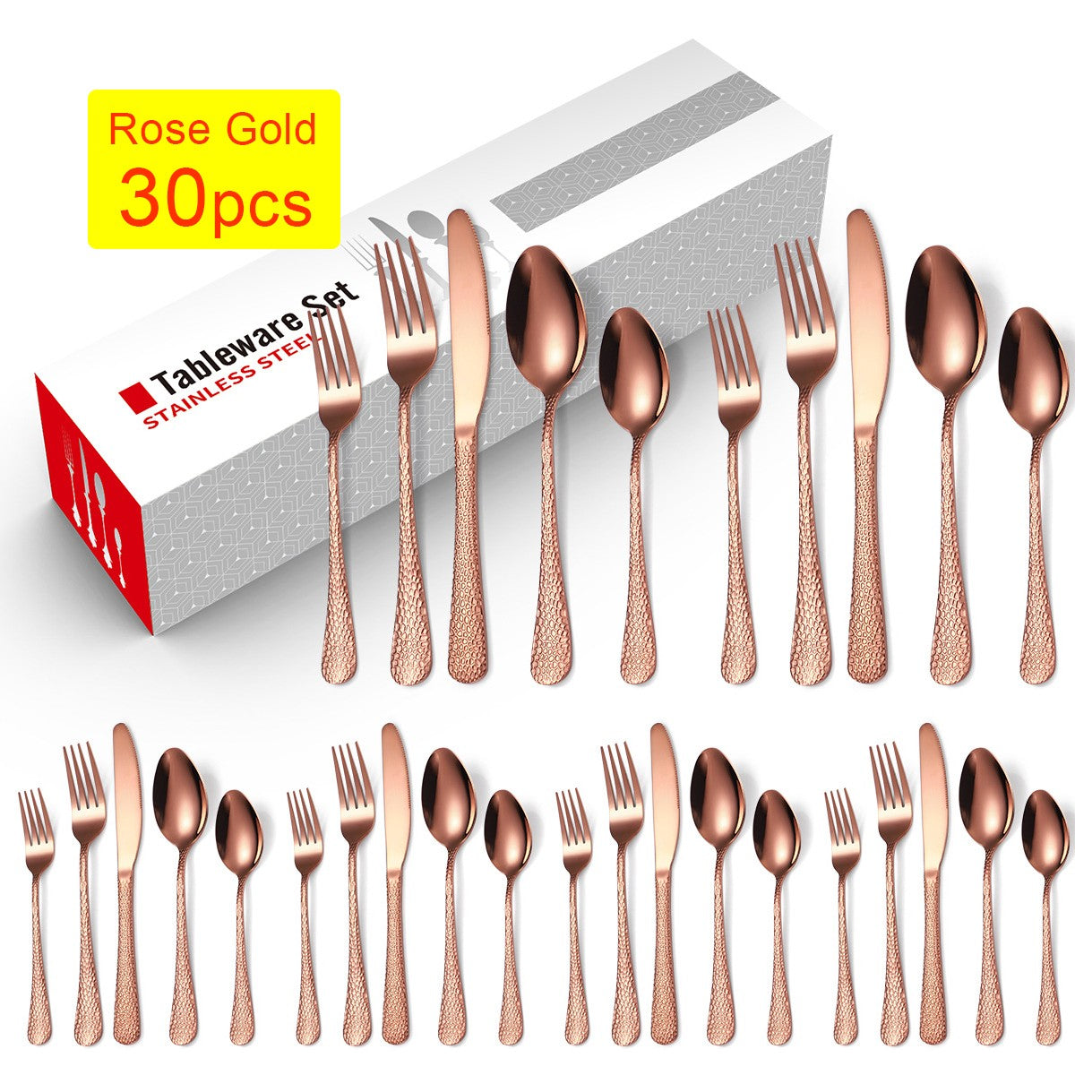 20/30/40Pcs Luxury Tableware Flatware Set Creative Snake Skin Hotel Steak Dinnerware Set Stainless Steel Gold Cutlery Set Gift