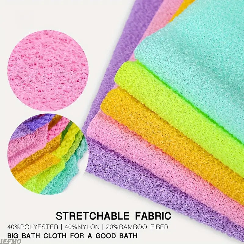 1/2pcs Sheet Exfoliating Bath Towel Bath Stretchable Back Full Body Scrub Towel Super Absorbent Scrub Towel Bathroom Supplies