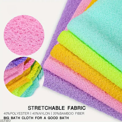1/2pcs Sheet Exfoliating Bath Towel Bath Stretchable Back Full Body Scrub Towel Super Absorbent Scrub Towel Bathroom Supplies