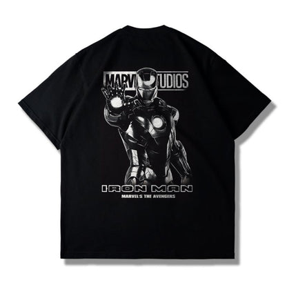 Meichao Marvel Joint Iron Man Men's T-shirt Pure Cotton Women's Short-sleeved Harajuku Stylish Daily Casual Summer Top Unisex