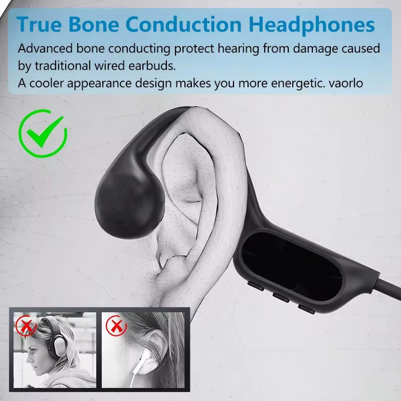 LongMao B33 Bone Conduction Earphones Bluetooth 5.4 Wireless Headphones Sports Headset HD Clear Mic for Workout Running Driving