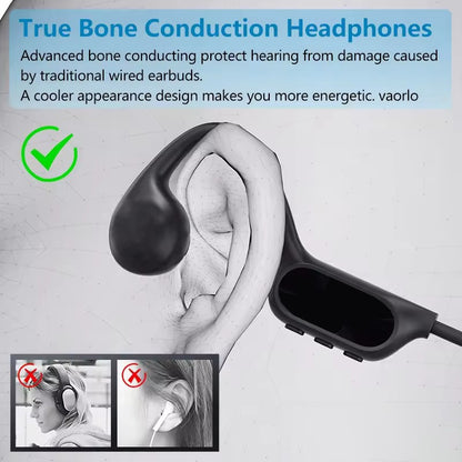 LongMao B33 Bone Conduction Earphones Bluetooth 5.4 Wireless Headphones Sports Headset HD Clear Mic for Workout Running Driving
