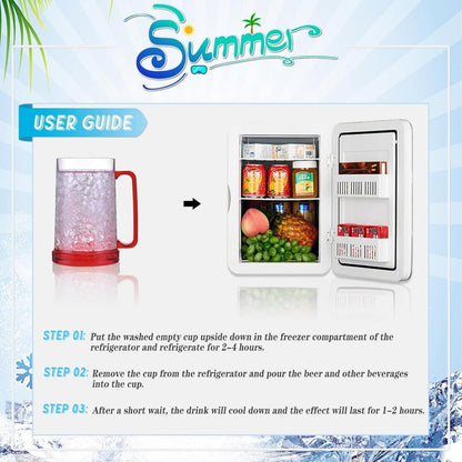 Canecas de Cerveja de Parede Dupla com Gel Congelante, Canecas de Uísque Transparentes com Alça para Bar e Copos de Bebida para Uso Externo