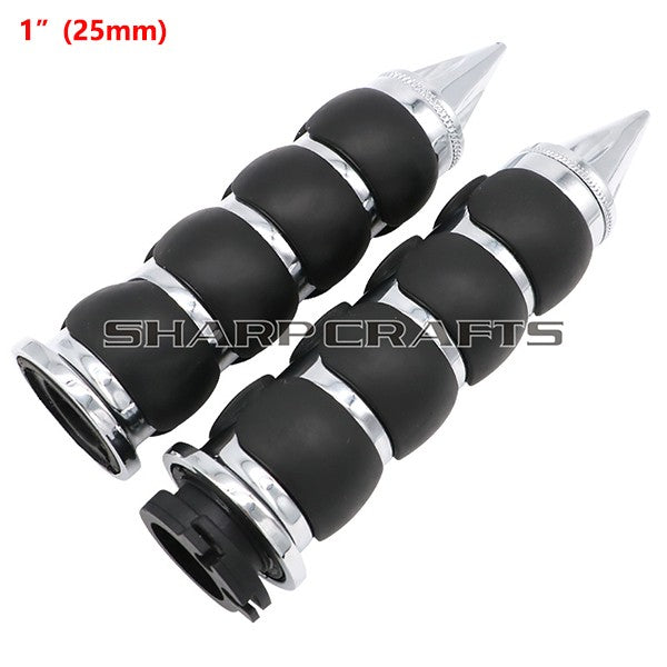 1" 25mm & 7/8'' 22mm Billet Rubber Flame Spike Hand Grips For Harley Honda Kawasaki Suzuki Yamaha  Bikes Cruiser Chopper Custom