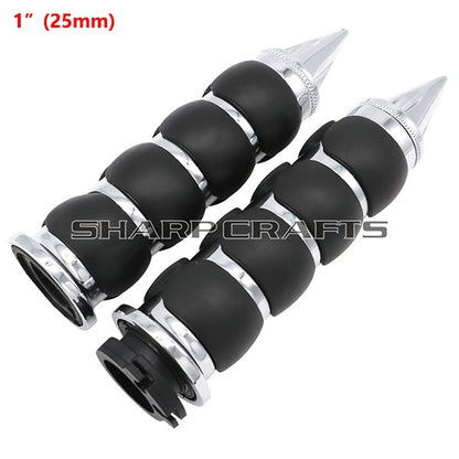 1" 25mm & 7/8'' 22mm Billet Rubber Flame Spike Hand Grips For Harley Honda Kawasaki Suzuki Yamaha  Bikes Cruiser Chopper Custom