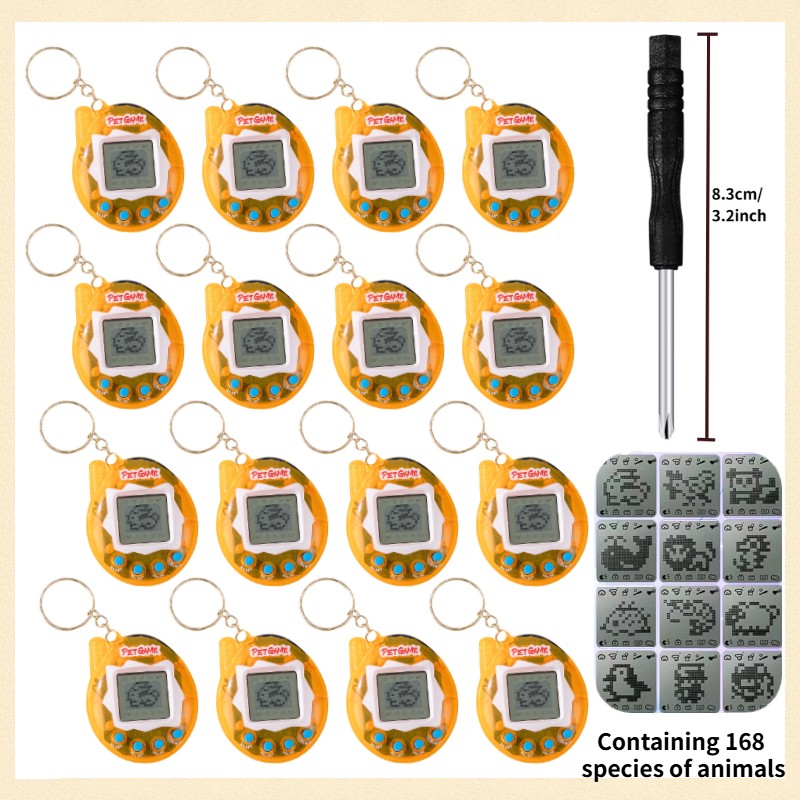 64-6PCS Virtual Pet Keychain Tamagotchi Electronic Toys for kids Video Game Party Favors Birthday Gifts School Classroom Prizes