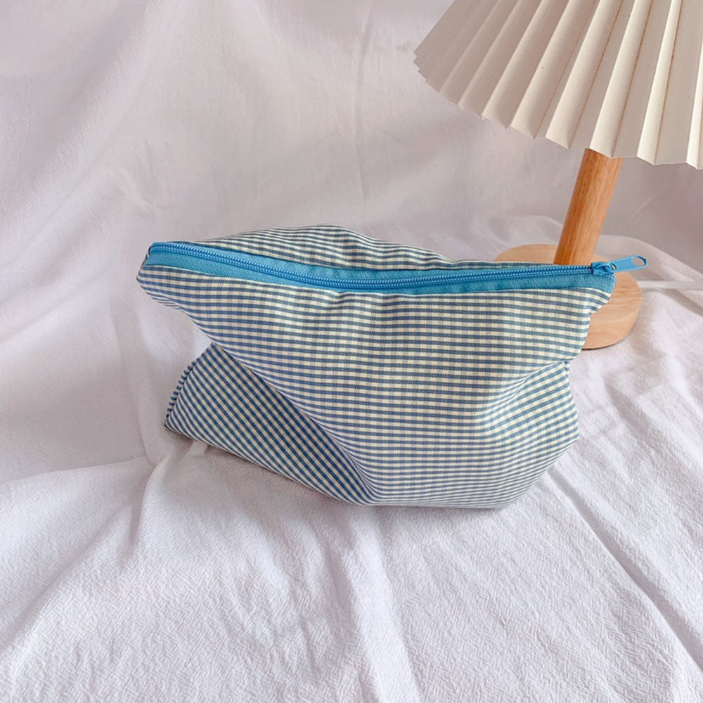 New Women Plaid Makeup Bag Large Capacity Cotton Zipper Pouch Purse Travel Clutch Makeup Bag Cosmetic Zipper Necessarie Feminina
