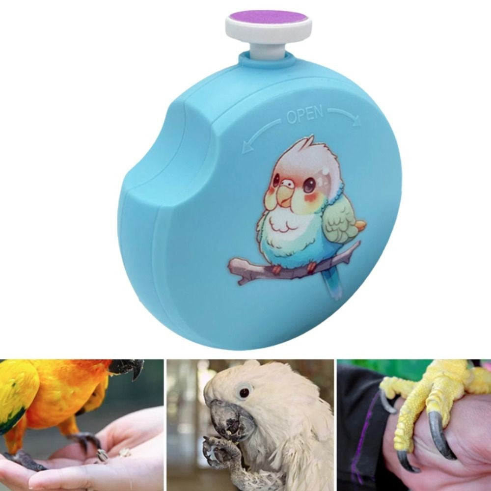 Aparador de Unhas Elétrico de Papagaio de Baixo Ruído Mini Moedor de Bico Redondo de Papagaio com 6 Lixas Cortador de Unhas para Pássaros