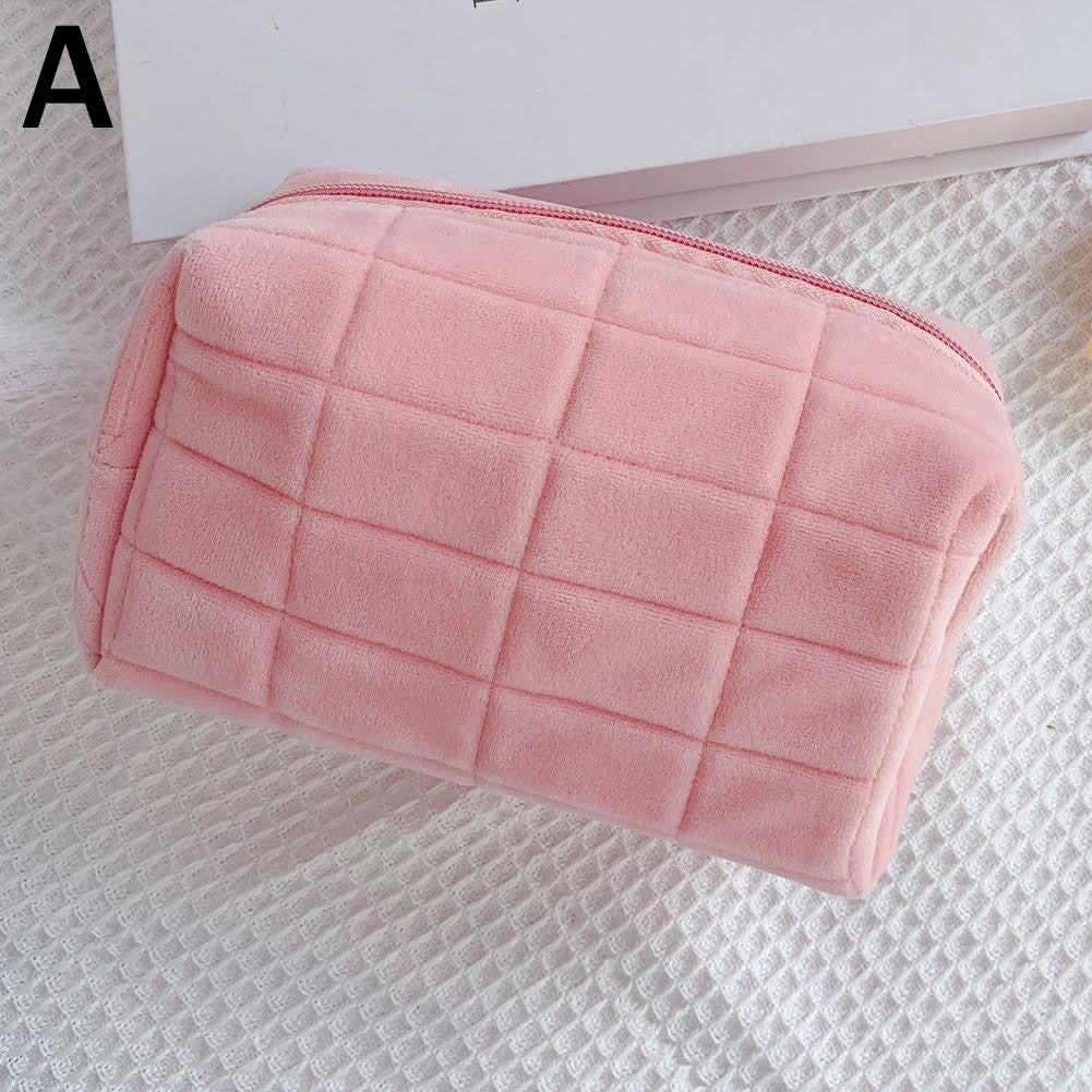 Makeup Organizer -  High Capacity Multi-Pockets Velvet Checkered Stress-Relief Cosmetic Bag Travel Toiletry Case for woman