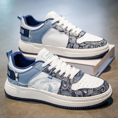 Mens Board Shoes Daily Street Trendy  Comfortable Flat Tennis Shoes Lightweight Thick Soled Casual Sneakers for Men