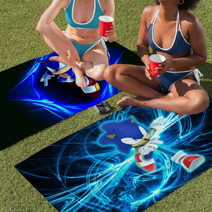 Anime Sonic Pattern Anime Beach Swimming Towel Soft Absorbent Washcloth Children's Gifts for Kids Travel Camping Gym