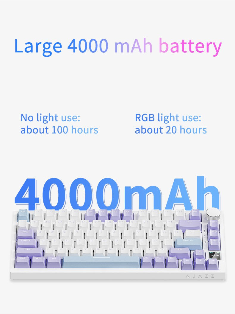 Teclado Mecânico AJAZZ AK820 Pro Layout Compacto 70%/Iluminação RGB/Switches Hot-swappable, com Fio, Sem Fio e Bluetooth