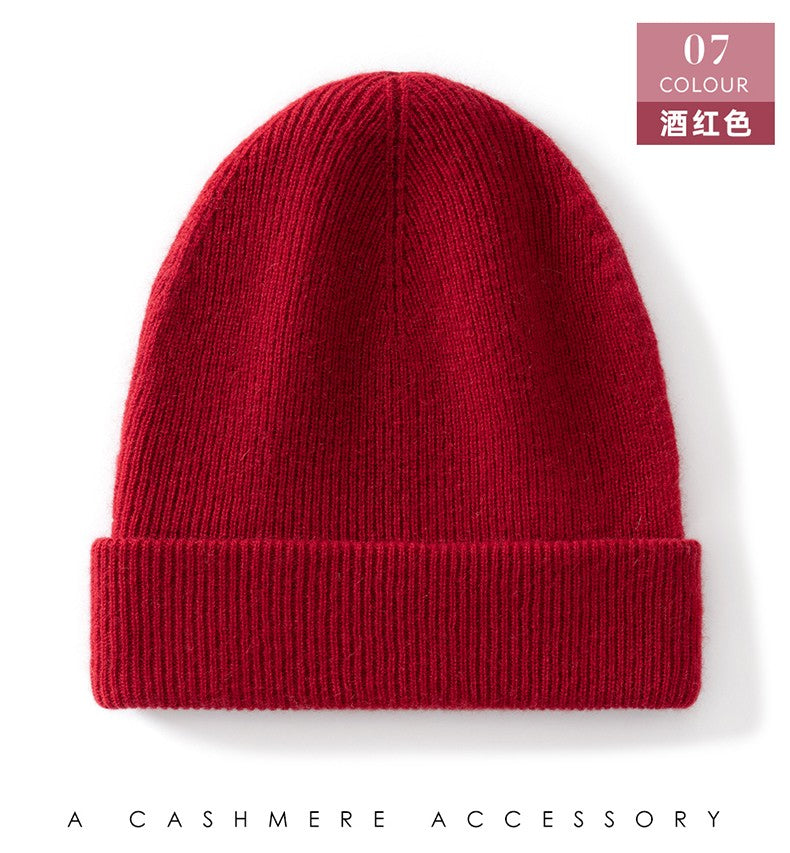 Autumn Winter New 100% Cashmere Hat Women's One-Line Hat Knitted Hat Wool Hat Ear Protection High-Quality Couple Hat