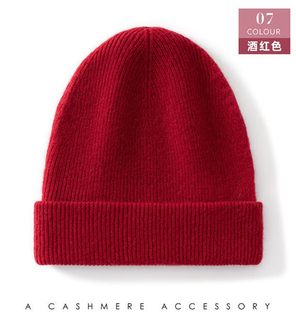 Autumn Winter New 100% Cashmere Hat Women's One-Line Hat Knitted Hat Wool Hat Ear Protection High-Quality Couple Hat
