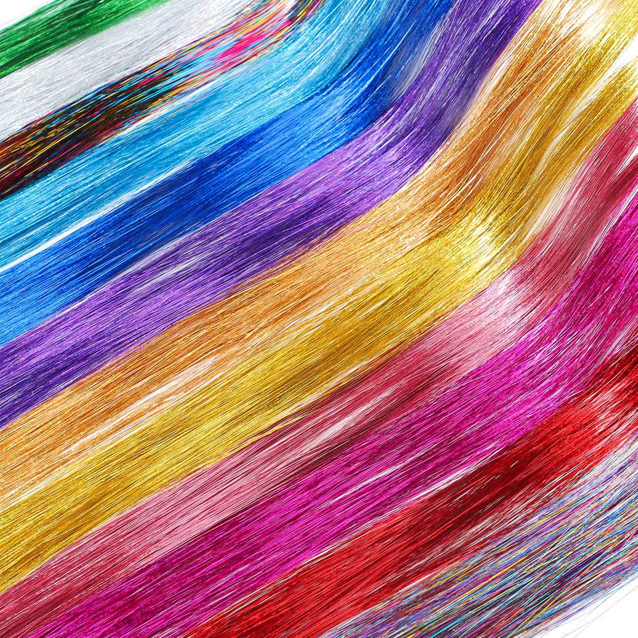 Kit de Cabelo Lamê com Ferramentas, Lamê Fio de Fada, Resistente ao Calor, Cintilante, Brilhante, Extensões de Cabelo Lamê, Kit de Mechas Coloridas de Cabelo Lamê