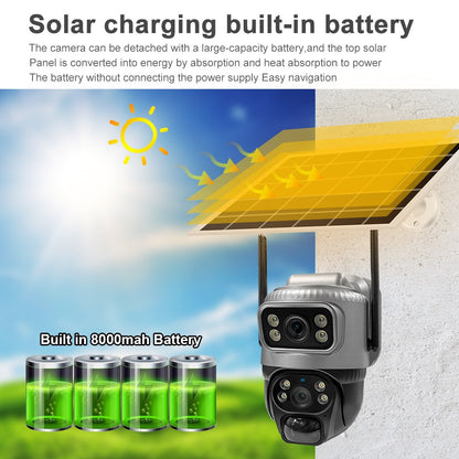 Câmera V380 Lente Dupla 4G Solar PIR Detecção Humana Visão Noturna À Prova D'Água Segurança Vídeo IP Câmera 8MP 4K Bateria Monitor CFTV