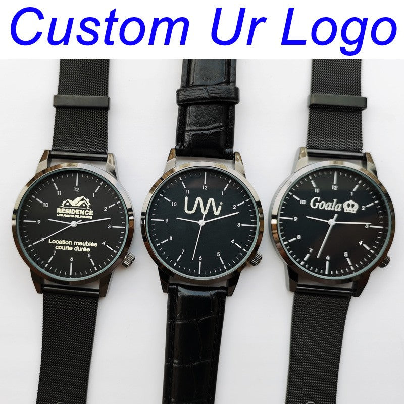 Free Personalized Engrave with Your Name Logo Text Men's Women's Mesh 3 ATM Water Resistant Wristwatch Customized Wrist Watch