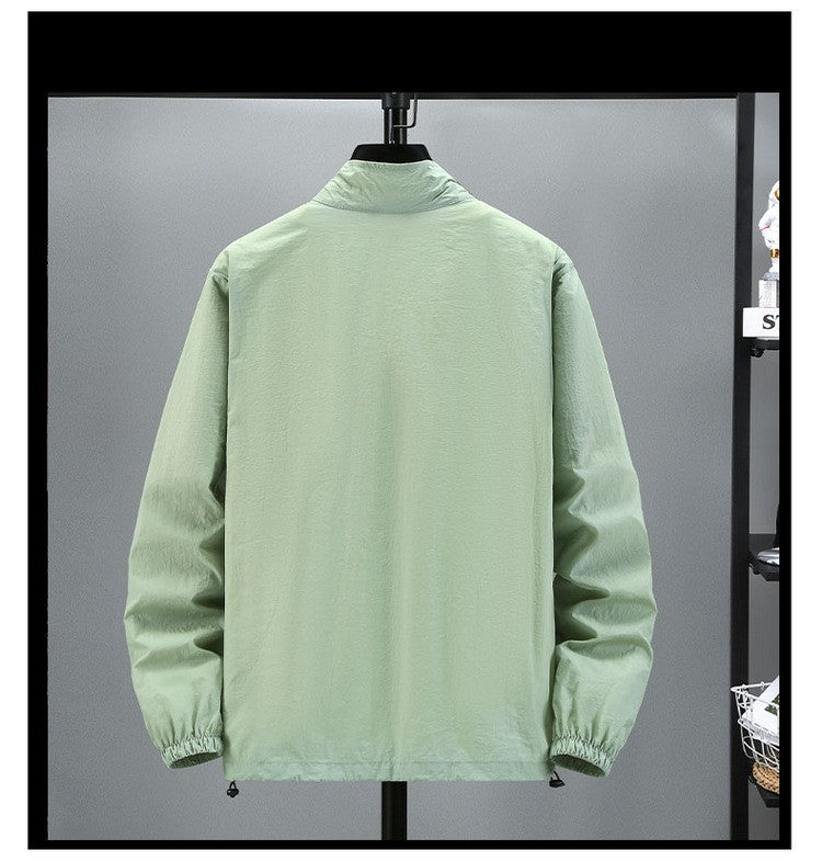 Men Teens Breathable Ultrathin Ultralight Stand Collar Quick Dry Sun-Protective Camping Hiking Jacket Skin Coat Windbreaker