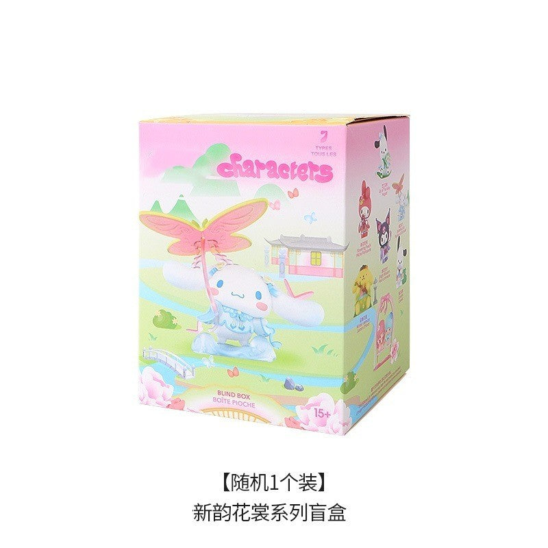 Sanrio Nova Série Flor de Rima Blind Box Kawaii Kuromi Pochacco Cinnamoroll Melody Caixa Surpresa Boneca Sacola Surpresa Decoração Brinquedo Presente