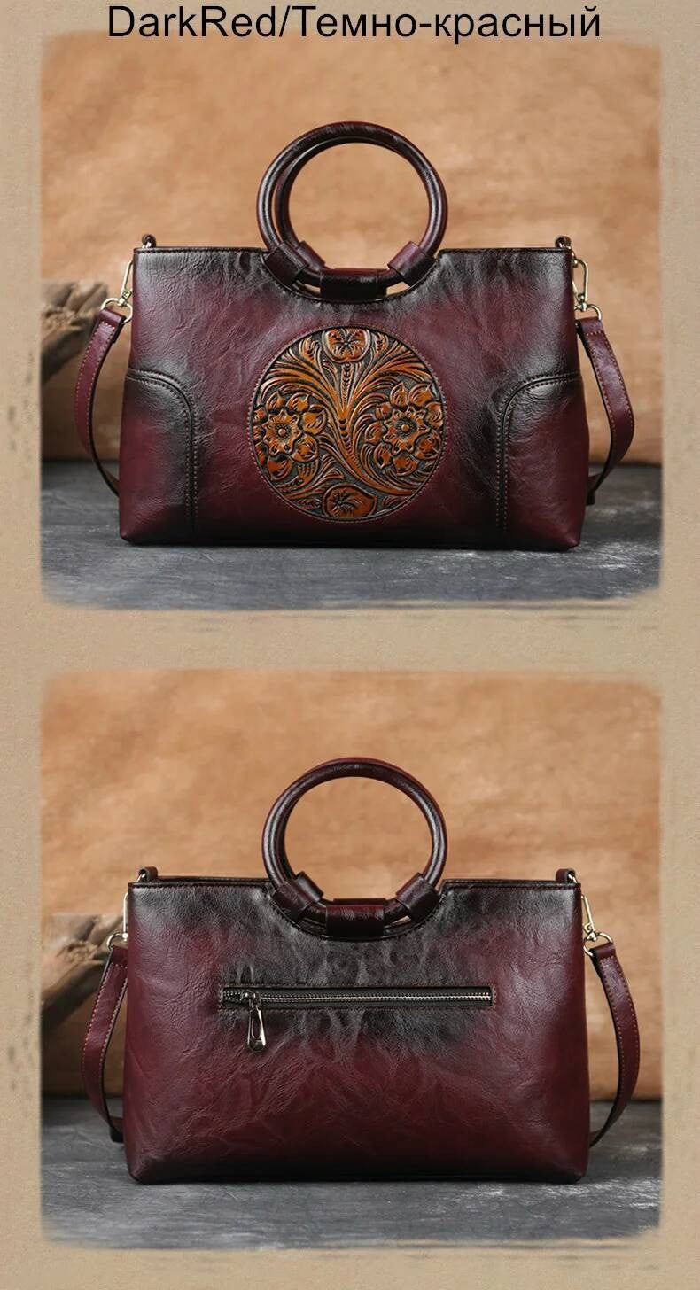 2025 New High Quality Leather Women Handbag Retro Handmade Embossed Shoulder Bag For Women Large Capacity Female Messenger Bags