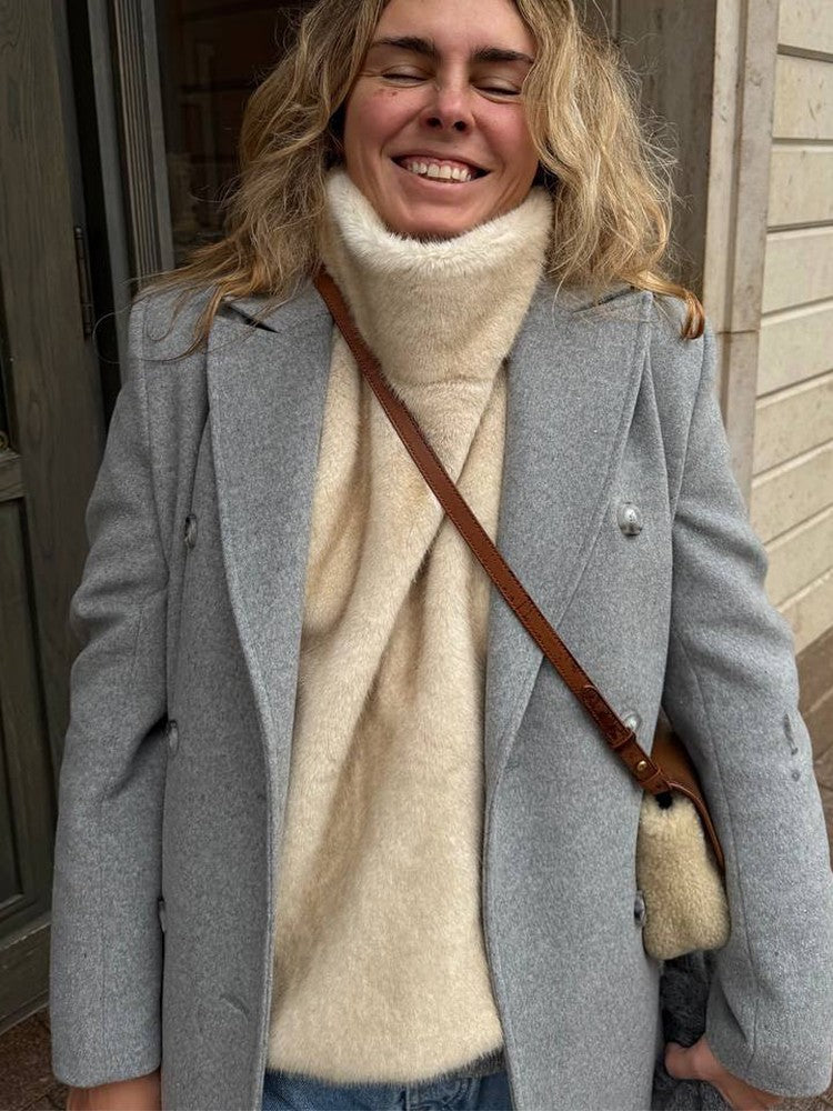 Women Solid Faux Fur Vest Crop Top Fashion Turtleneck Fluffy Short Tank Tops 2025 Winter Lady Elegant Sleeveless Jacket Coat