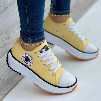 2025 New Women Pattern Canvas Sneakers Women Casual Shoes Women Sneakers Shoes Flat Lace-Up Zapatillas Mujer Chaussure Femme