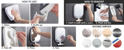 TAILI Shower Fogless Makeup Mirror With Holder Suction Cup Shower Shave Round Acrylic Mirrors Bathroom Mirrors Washroom