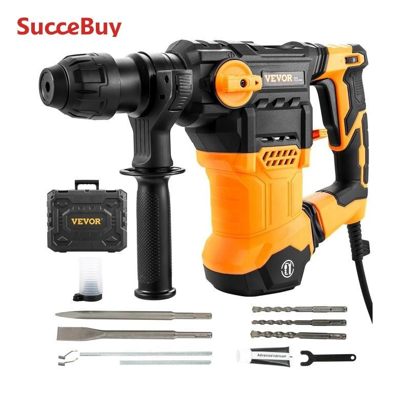 Furadeira de Impacto Rotativa SucceBuy 1500W Max. Perfuração 32mm 4 Modos SDS-Plus Com Fio Demolição Quebra de Metal Concreto Rompedor Martelete